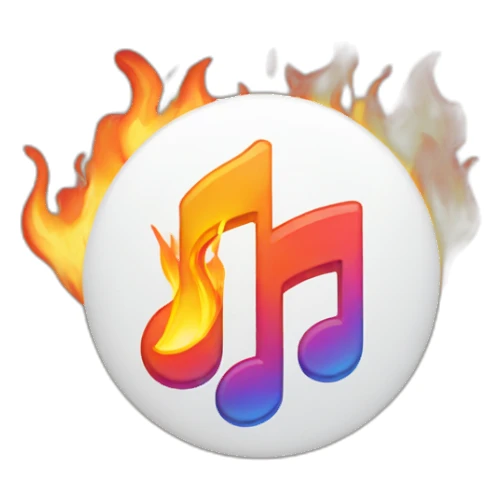 Apple Music logo on fire sticker