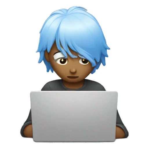 sad person with laptop sticker