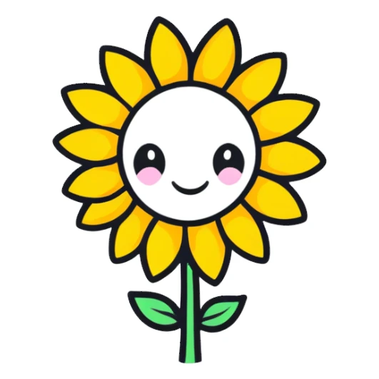 sunflower with a face sticker