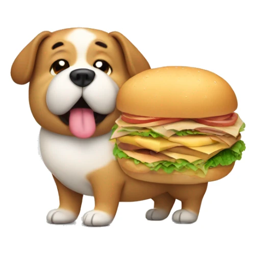 fat dog with a sandwich  sticker
