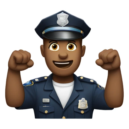 Police officer gestures cluelessness by having both arms up sticker