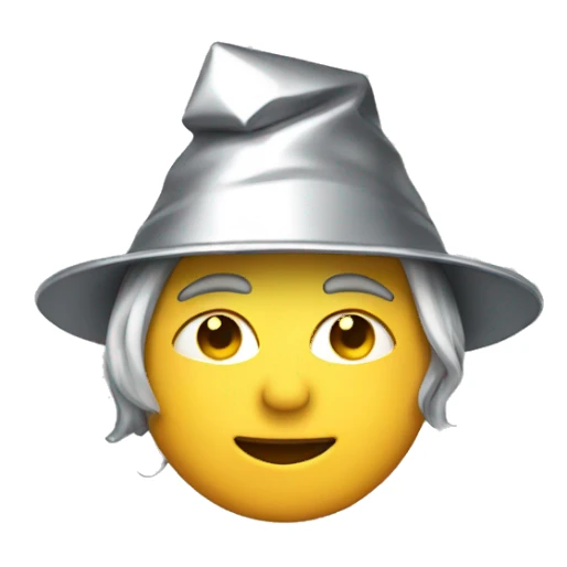Person wearing tinfoil hat sticker