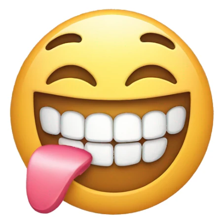 smiling emoji w tongue covering teeth sticker