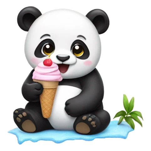 Panda eating ice cream sticker