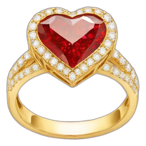 Red Diamond heart gold ring sticker
