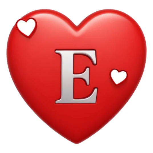Small broken heart emojis around the letter E sticker