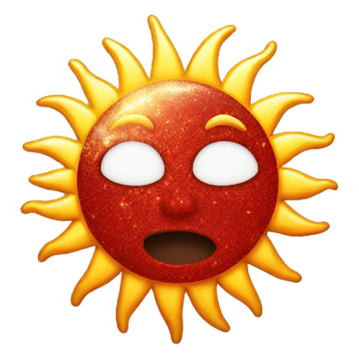 Sun with red glitter on it real chill sticker