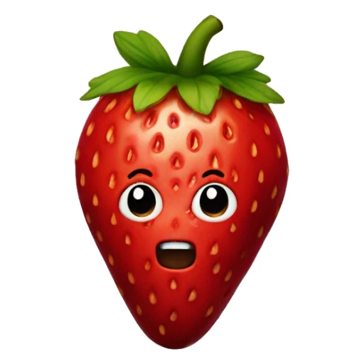 Strawberry with chocolate on it, with a face sticker