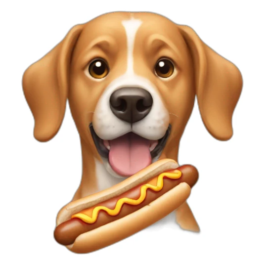A dog esting a hot dog sticker