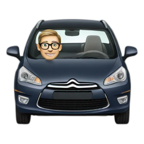 man with glasses driving Citroen C4 sticker