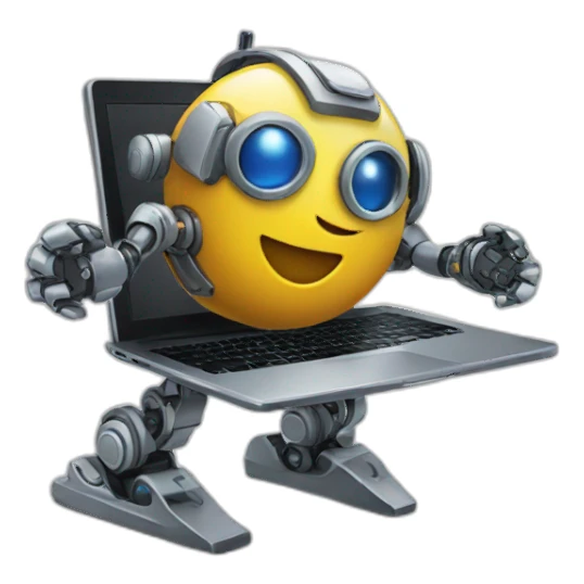 emoji robot works in laptop sticker