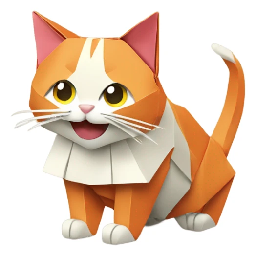 cat smiling origami saumon sticker