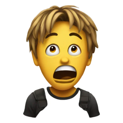 Terrified emoji with hearys sticker