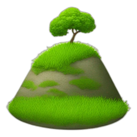 Grassy hill with face sticker
