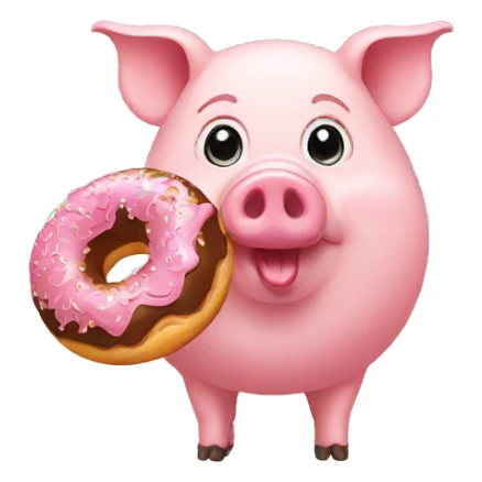 Pig with donut sticker