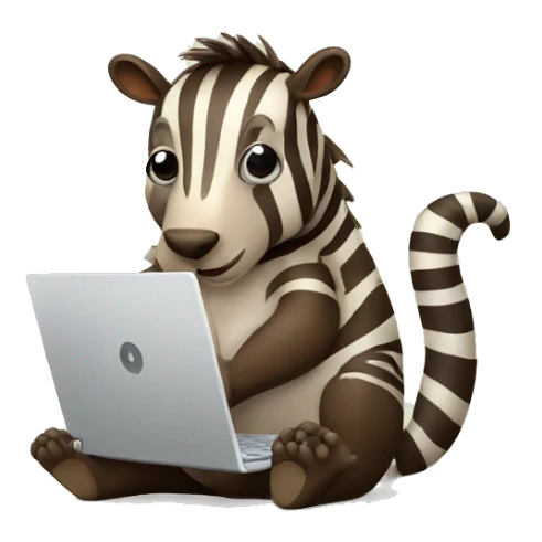 zebra as beaver with laptop sticker