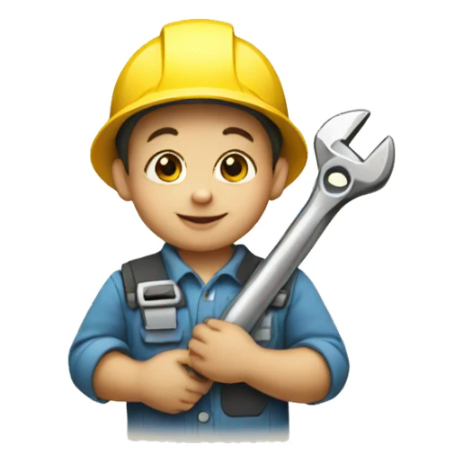 engineer baby holding wrench sticker