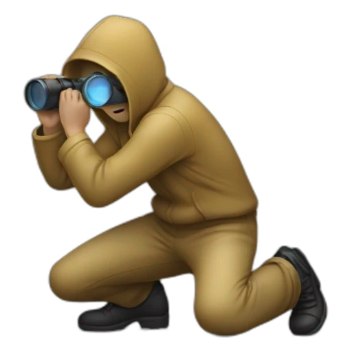 person crouching using a spy glass  sticker