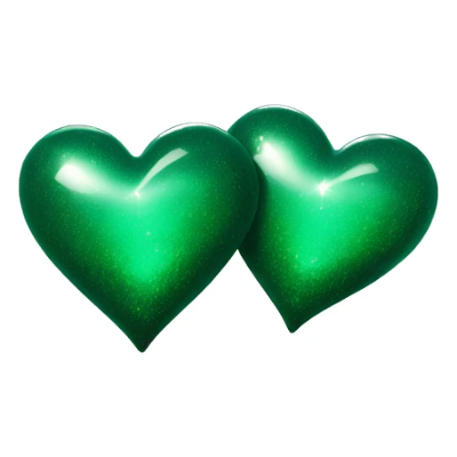 Two dark green hearts with a sparkle sticker