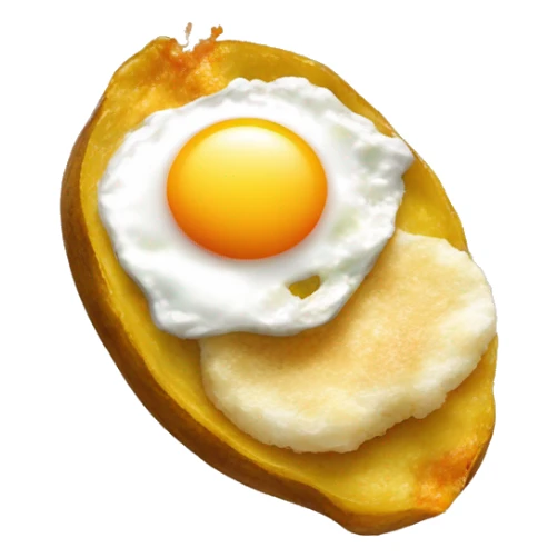 smashed plantains with fried cheese and fried egg sticker