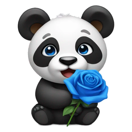 panda holding a blue rose sticker