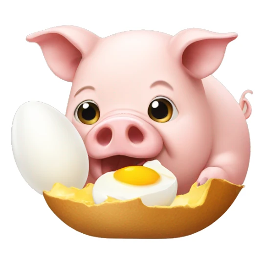 pig eating eggs sticker