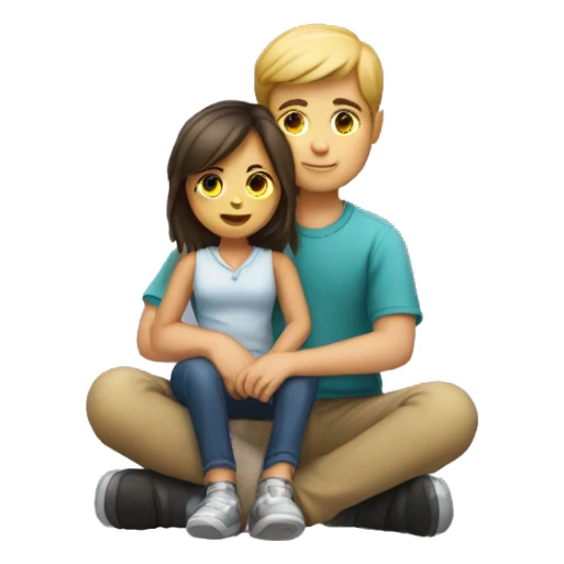 A girl sitting on a boy’s lap sticker