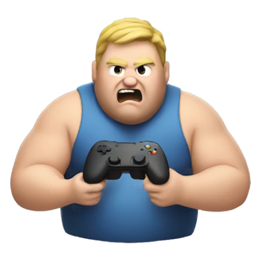 Fat guy raging playing video game sticker