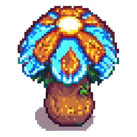 glowing mushroom pixel art sticker