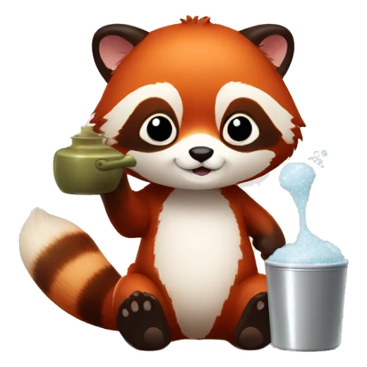 Red panda with salt shaker sticker