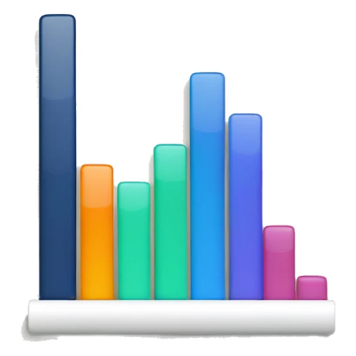 a bar chart and an upward trend sticker