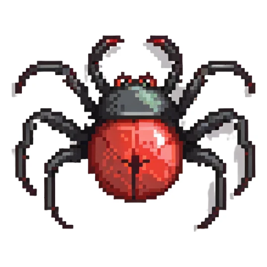 black widow spider with red hourglass sticker