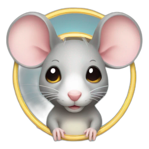 rat with halo ring above head sticker