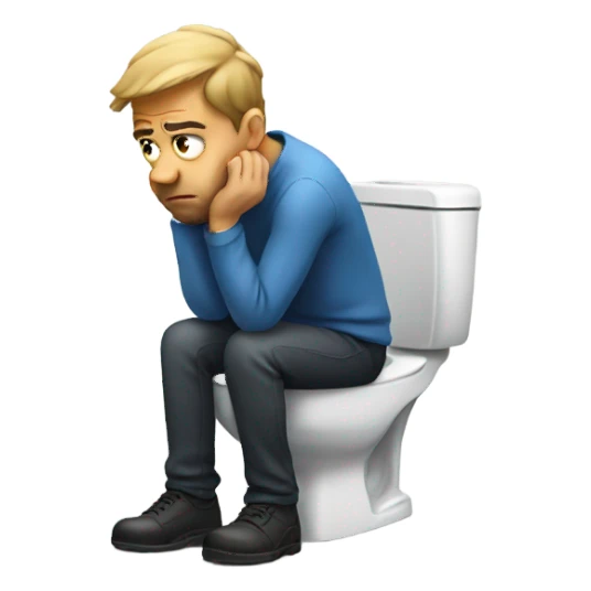 Man sitting on the toilet frustrated sticker