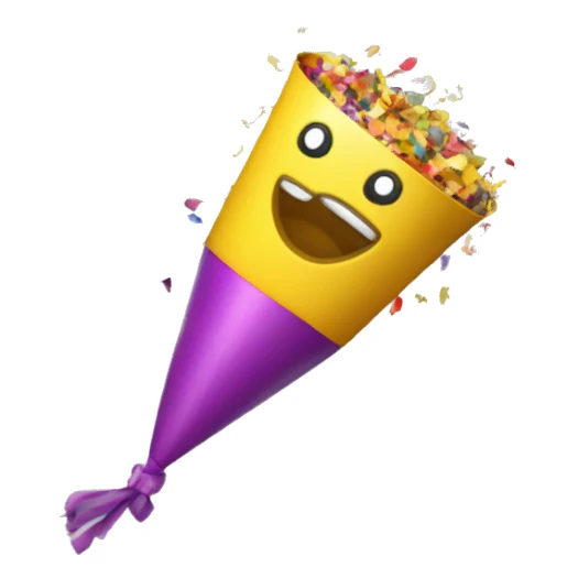 Party popper with confetti sticker