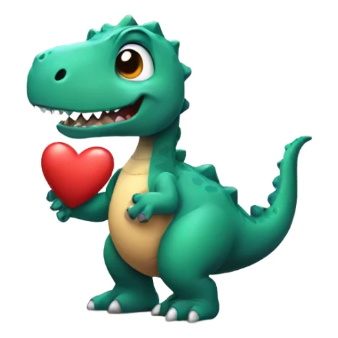 Dinosaur holding heart sticker