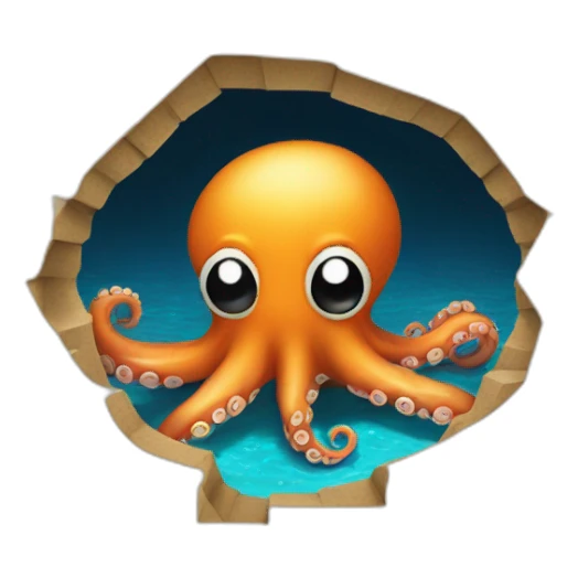 octopus into a hole sticker