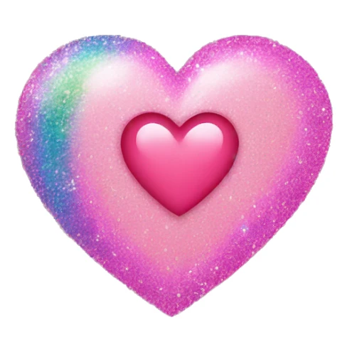 pink heart with rainbow glitter sticker