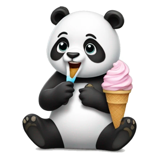 Panda eating ice cream sticker