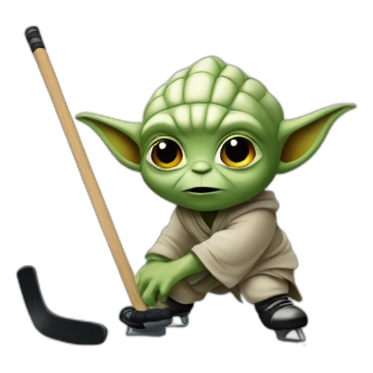 yoda playing ice hockey sticker