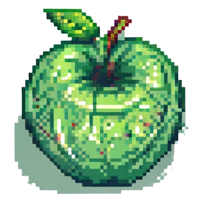 pixel art green apple, simple, vibrant colors, no text sticker