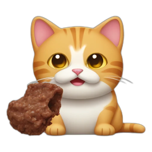 cat eating his poop sticker