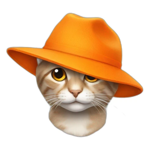 A cat with a Orange hat sticker