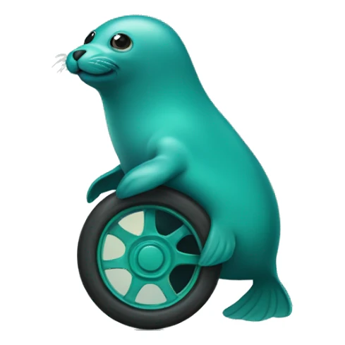 teal seal on wheels sticker