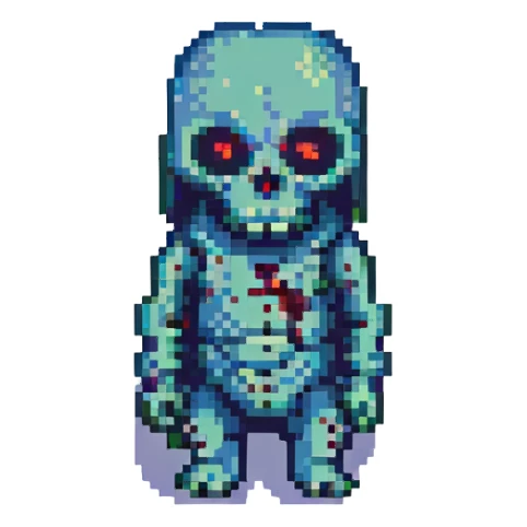 undead creature, pixel art style sticker