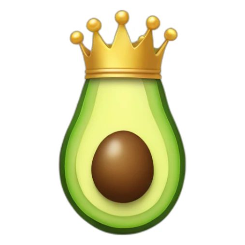 Avocado whit a crown sticker