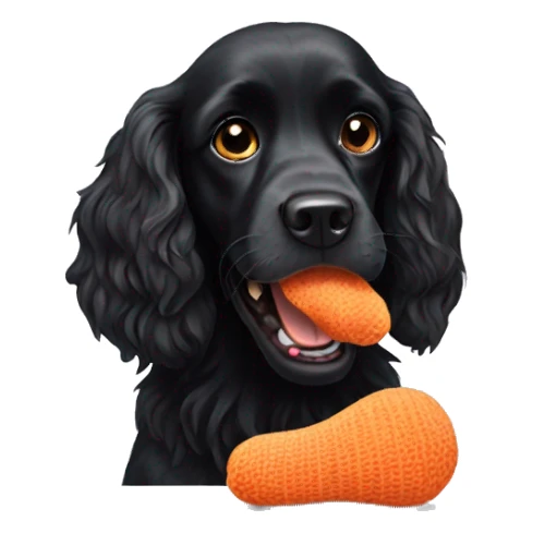 black spaniel eating a sock sticker