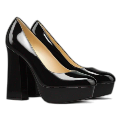 Black Patent Leather Daffodile Platform Heels sticker