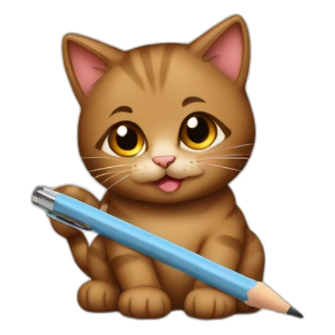a brown cute kitty with pensil sticker