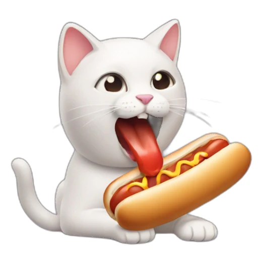 Cat eating hot dog sticker